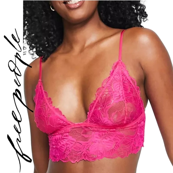 New!! 🩷 Free People - Everyday Lace Longline Pink Peacock MEDIUM (Women's 8-10) - Picture 2 of 2